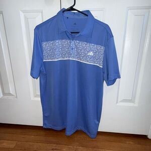Adidas Men's Polo Shirt in Blue with Patterned Detail